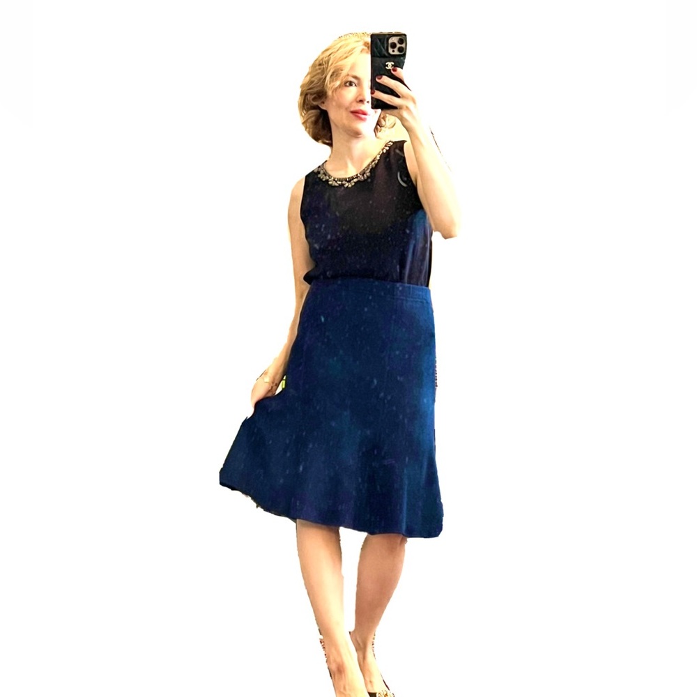 St. John Collection Bateau Neck skirt Dress in Light Blue Santana Knit sz 10